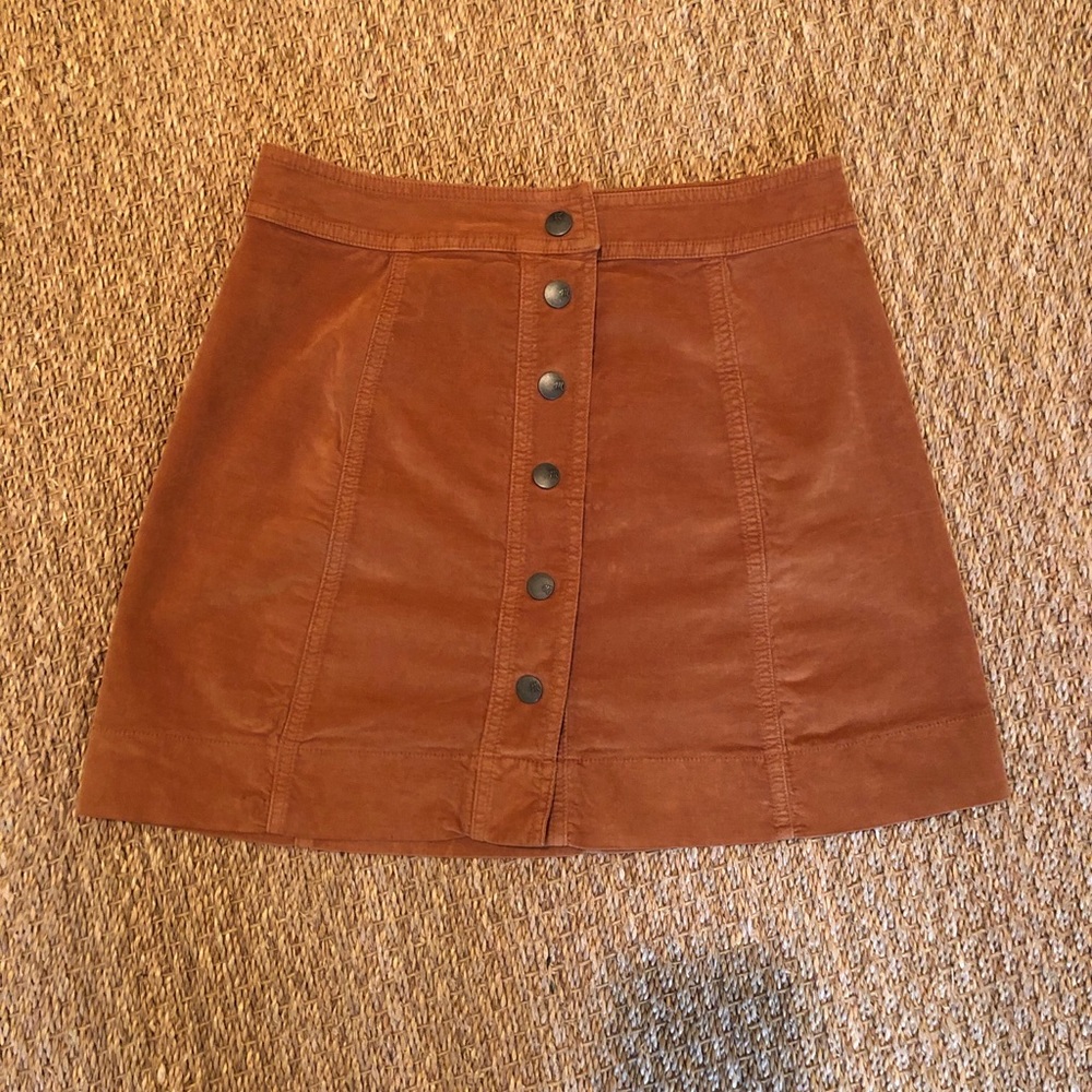 Madewell Velveteen A-Line Snap Mini skirt